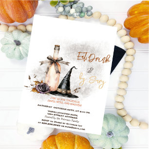 Invitation Chapeau de sorcière Roses vin Costumes & Cocktail