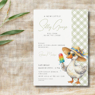 Invitation Chapeau en vichy vert Silly Goose Baby Shower Ice