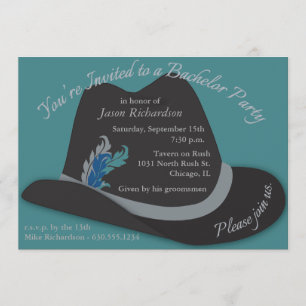 Invitation Chapeau Fedora avec Plumes Enterrement de Vie de G