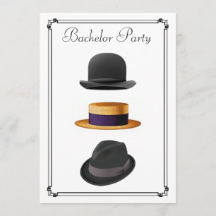 Invitation Chapeau Fedora élégant à paille et à bol pour ente