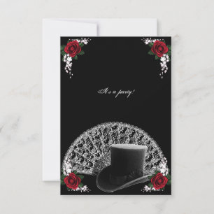 Invitation Chapeau haut de forme gothique et éventail mariage