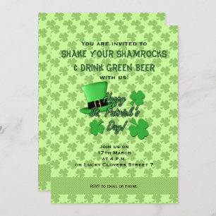 Invitation Chapeau haut vert Shamrock St. Patricks Day Invita