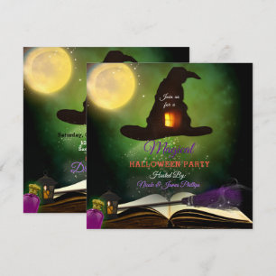 Invitation Chapeau Magique & Livre de Sorts Magiques Fête Fan