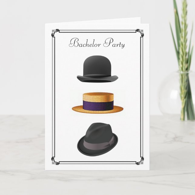 Invitation Chapeau melon en paille Fedora #2  Enterrement de  (Devant)