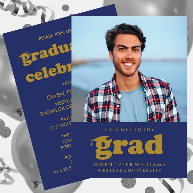 INVITATION CHAPEAUX BAS AUX DIPLÔMÉS POUR LA PHOTO D'INVITATI (Créateur téléchargé)