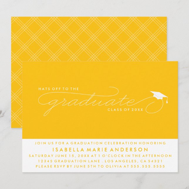 INVITATION CHAPEAUX BAS POUR LE DIPLÔMÉ | CARTON D'INVITATION (Devant / Derrière)