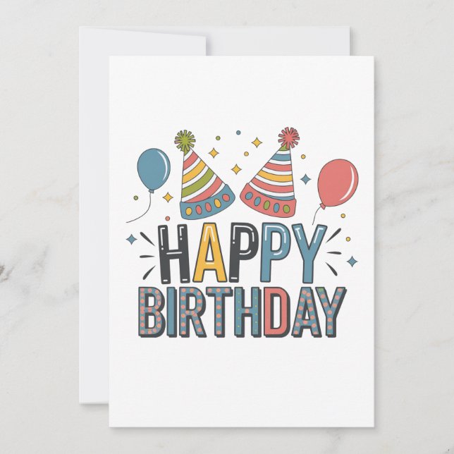 Invitation Chapeaux de fête d'anniversaire joyeux (Devant)