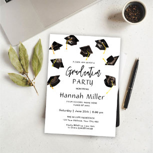 Invitation Chapeaux de fête de fin d'études heureux