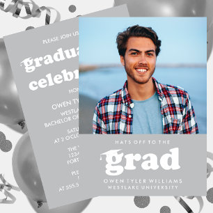 INVITATION CHAPEAUX RETRO ÉPAIS POUR LA PHOTO DE FIN D'ÉTUDES