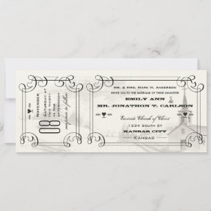 Invitation Chapelle romantique Country Road Mariage de billet