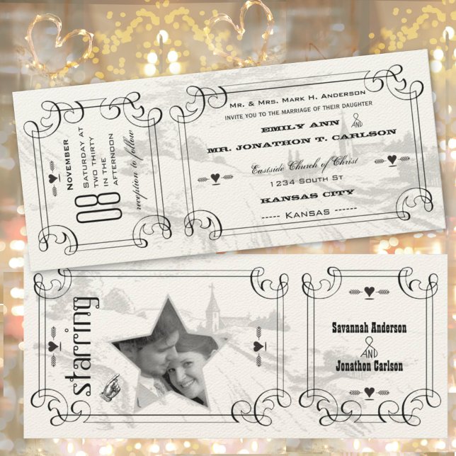Invitation Chapelle romantique Country Road Mariage de billet (Créateur téléchargé)