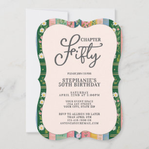 Invitation Chapitre cinquante Livre floral Thème 50e annivers