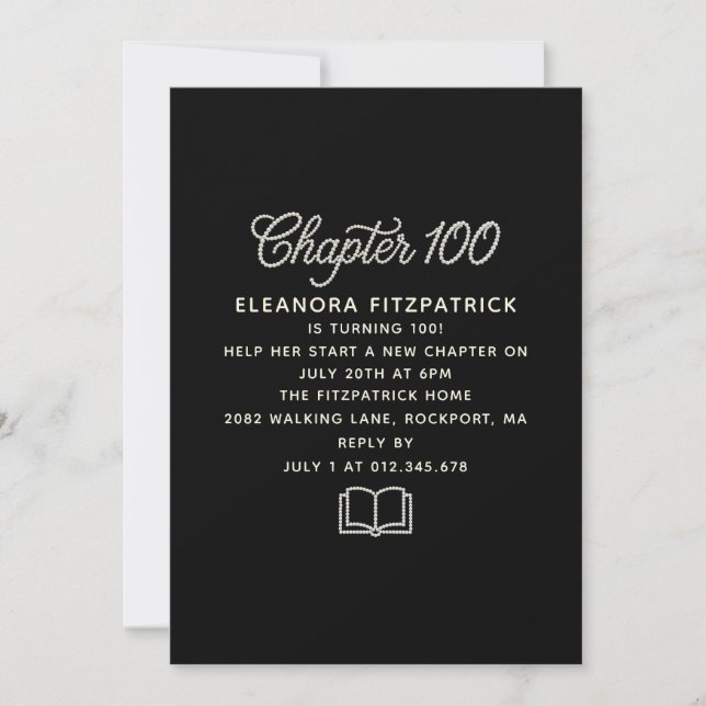 Invitation Chapitre de script Perle Noir et Blanc pour 100e A (Devant)