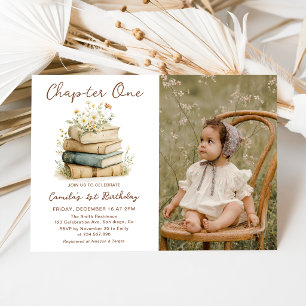Invitation Chapitre premier Livres floraux Photo d'anniversai