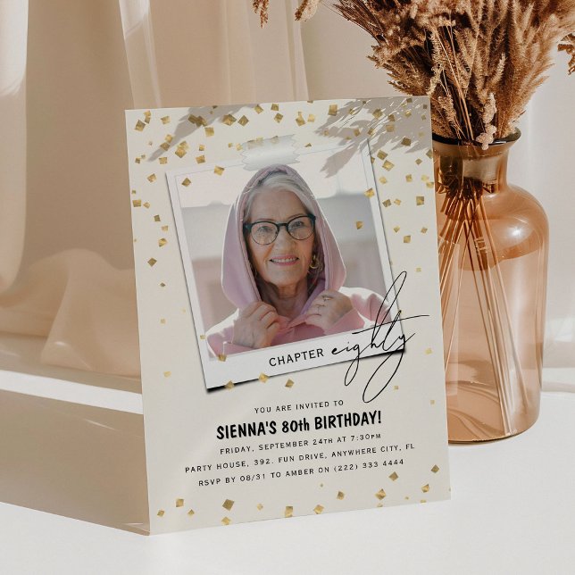 Invitation Chapitre Quatre-vingts Amusement Photo moderne 80e (Créateur téléchargé)