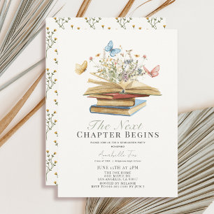 Invitation Chapitre suivant Livres et papillons Graduation