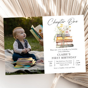 Invitation Chapitre Un livre d'histoire Anniversaire Photo In