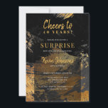 Invitation Chaque année anniversaire applaudit l'or noir<br><div class="desc">Moderne style unique applaudissements à 40 ans hommes jalone anniversaire de fête surprise invitation avec élégante or et noir abstrait brush strokes design.                     Convient pour tout âge jalon homme anniversaire : 21ème,  30ème,  40ème,  50ème,  60ème,  70ème,  75ème,  80ème,  90ème,  100ème.</div>