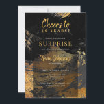Invitation Chaque année anniversaire applaudit l'or noir<br><div class="desc">Moderne style unique applaudissements à 40 ans hommes jalone anniversaire de fête surprise invitation avec élégante or et noir abstrait brush strokes design.                     Convient pour tout âge jalon homme anniversaire : 21ème,  30ème,  40ème,  50ème,  60ème,  70ème,  75ème,  80ème,  90ème,  100ème.</div>