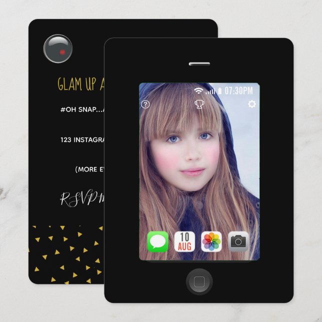 Invitation Chaque occasion Selfie Party ajouter une invitatio (Devant / Derrière)