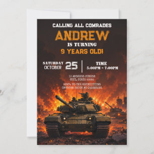 Invitation Char de combat militaire personnel Joyeux annivers