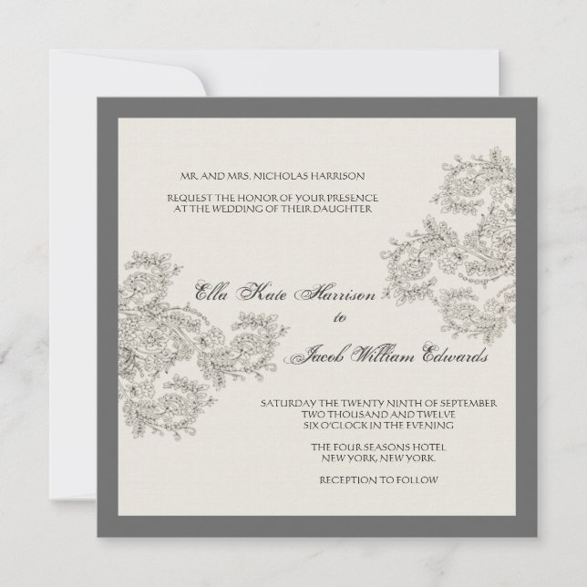 Invitation Charbon de bois de //d'invitation de mariage (Devant)