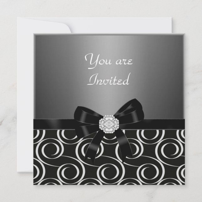 Invitation charbon Élégant anniversaire   Fête (Devant)