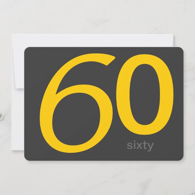 Invitation Charbon et Jaune Personnalisé 60e anniversaire Inv (Devant)