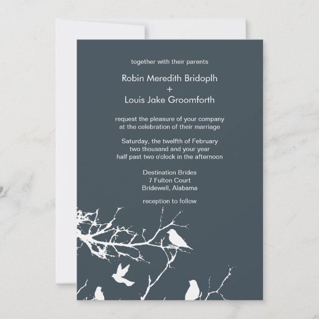 Invitation Charcoal Elegant Mariages d'hiver Personnalisé (Devant)
