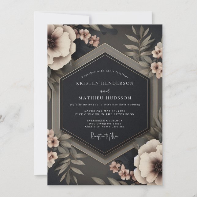 Invitation Charcoal Taupe Gloaming Wedding (Devant)