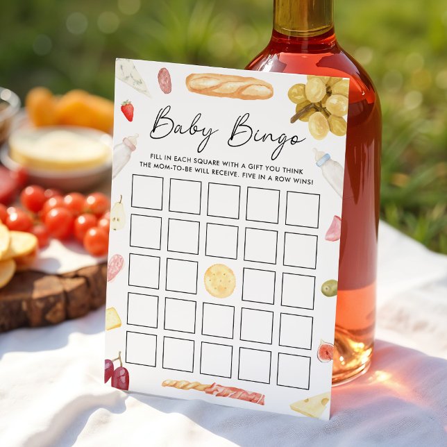 Invitation Charcuterie Baby Shower Bingo Card (Créateur téléchargé)