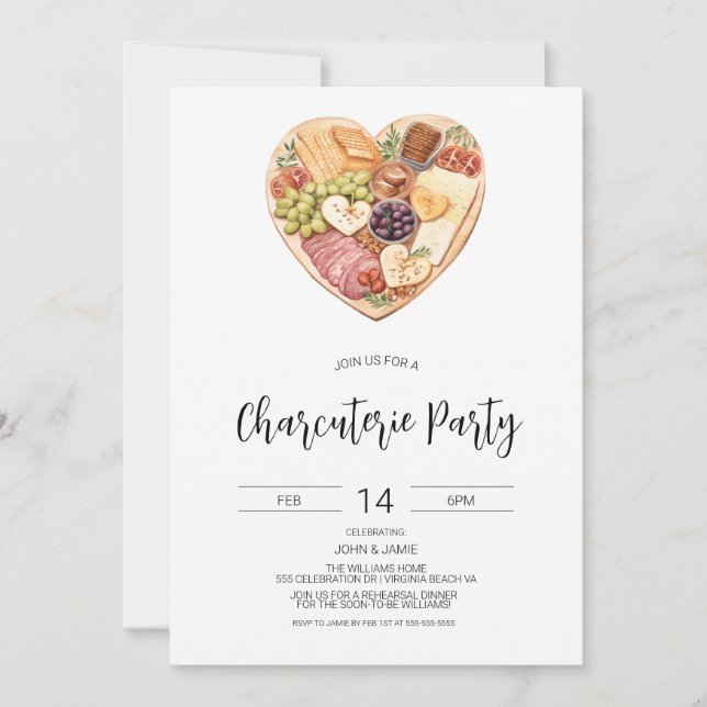 Invitation Charcuterie, Enterrement de vie de jeun (Devant)