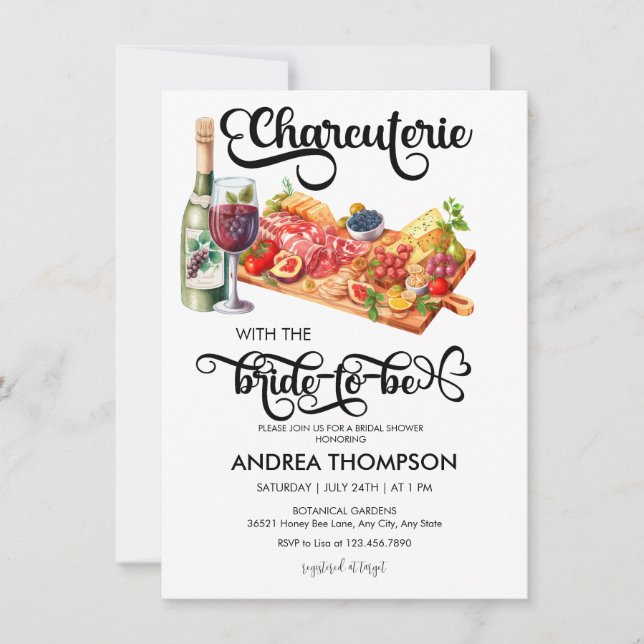 Invitation Charcuterie | Fromage | FÊTE DES MARIÉES (Devant)
