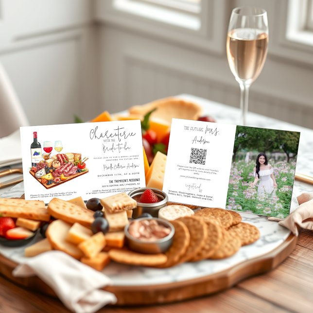 Invitation Charcuterie Party avec la mariée QR Code Photo (Créateur téléchargé)