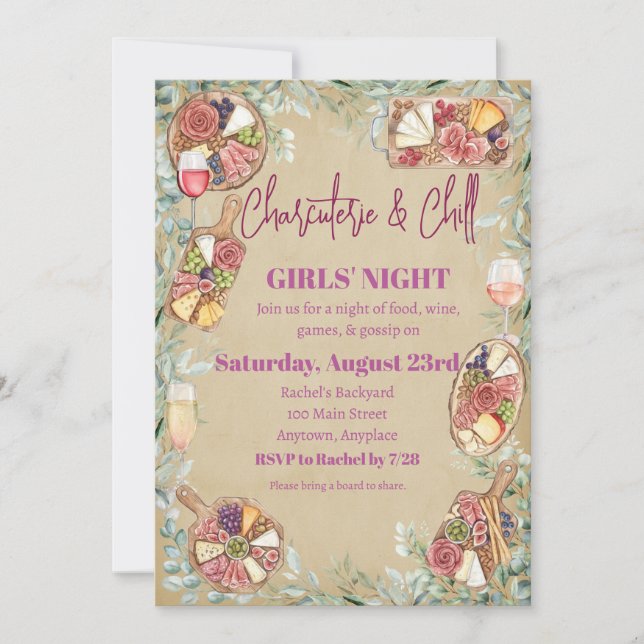 Invitation Charcuterie & Soirée Filles (Devant)