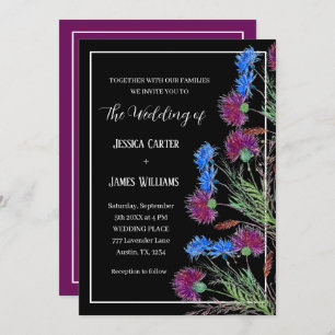 Invitation Chardon Cornflowers Aquarelle Rustique Mariage