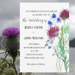 Invitation Chardon Cornflowers Aquarelle Rustique Mariage<br><div class="desc">Aquarelle de chardon et de fleurs de maïs. Elégante,  belle,  violet et bleu fleurs sauvages de mariage invitations. Fleurs sauvages de chardon peint à la main. Personnalisez-le avec vos détails.</div>