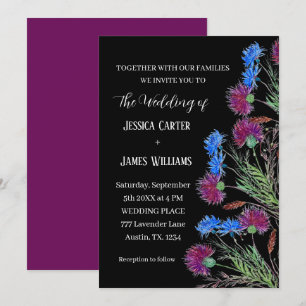 Invitation Chardon Cornflowers Aquarelle Rustique Mariage