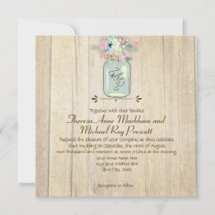 Invitation Chariftwood Grange Bois Rustique Mason Jar Jardin