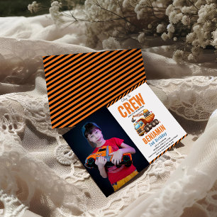 Invitation Chariot Camion de l'équipage de construction 2e an