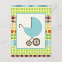 Chariot de baby shower de garçon et points bleus