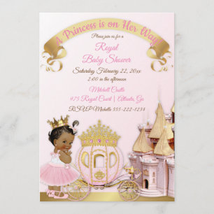 Invitation Chariot de Château de Princesse Royale Rose Or Fil