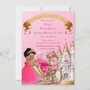Invitation Chariot de Château de Princesse Royale Rose Or Fil