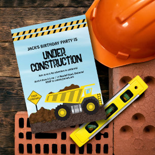 Invitation Chariot de construction Anniversaire