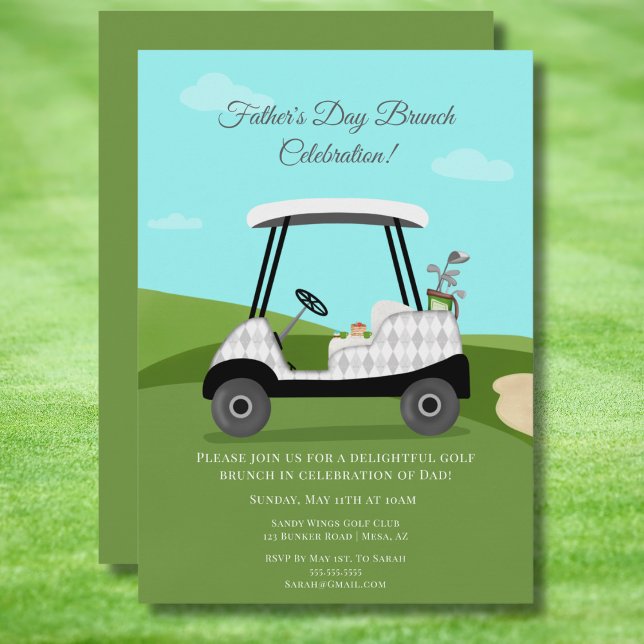 Invitation Chariot de golf avec des pancakes pour le brunch d (Créateur téléchargé)