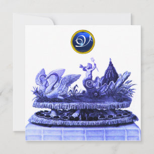 INVITATION CHARIOT DE SWANS ET CUPCAKES BLUE BEACH MARIAGE
