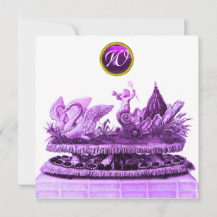 INVITATION CHARIOT DE SWANS ET CUPCAKES PURPLE BEACH MARIAGE