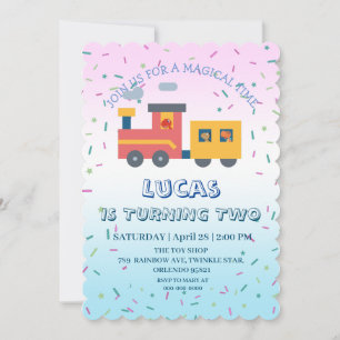 Invitation Chariot de train dinosaure Cute fête d'anniversair