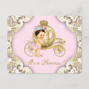 Invitation Chariot rose et or Princesse Royale Baby Shower