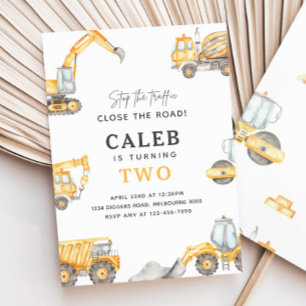 Invitation Chariots de construction fête d'anniversaire n'imp